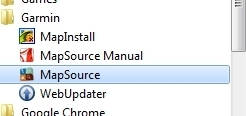 Open Garmin MapSource